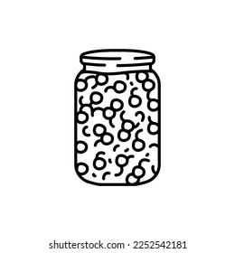 Pickled berries in a jar color line icon. Homemade canned food.