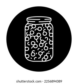 Pickled berries in a jar color line icon. Homemade canned food.