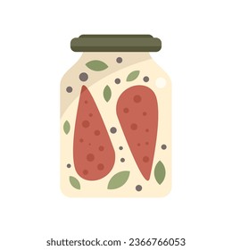 Pickled carrot jar icon flat vector. Glass food. Canning vegetable isolated