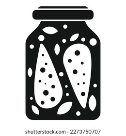 Icono del tarro de zanahoria picado, simple vector. Comida de vidrio. Hortalizas de lata