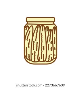 Pickled corn in a jar color line icon. Homemade canned food.