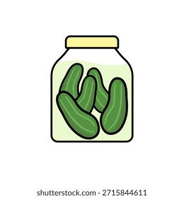 Pickled Cucumber jar on white background.