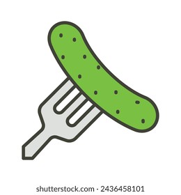 Pickled cucumber on fork icon design, up for premium use
