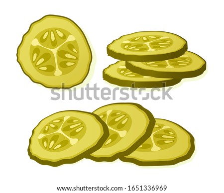 Pickled cucumber slice isolated on white background. Marinated pickled cucumber isolated. Vector Illustration. Foto stock © 