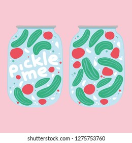 Pickled cucumber and tomato  vector illustration