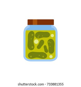 Pickled Cucumbers Jar Vector Icon