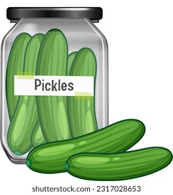 Pickled Cucumbers in Jar Vector illustration