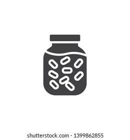 Pickled food jar vector icon. filled flat sign for mobile concept and web design. marinated food jar glyph icon. Symbol, logo illustration. Pixel perfect vector graphics