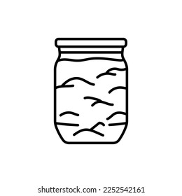 Pickled fruit jam in a jar color line icon. Homemade canned food.