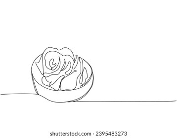 pickled ginger in a bowl, Sushi set one line art. Continuous line drawing of sushi, japanese, food, roll, culture, tasty, restaurant, japan, asian, sea, menu