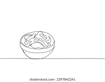 pickled ginger in a bowl, Sushi set one line art. Continuous line drawing of sushi, japanese, food, roll, culture, tasty, restaurant, japan, asian, sea, menu