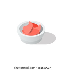 pickled ginger isometric icon isolated on white background Created For Mobile, Web, Decor, Print Products, Applications. Vector illustration