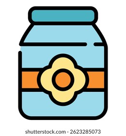 Pickled jar icon. Outline pickled jar vector icon color flat isolated