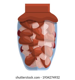 Icono de hongos recolectados. Caricatura de hongos en picado icono vectorial para diseño web aislado en fondo blanco