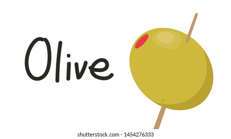 Pickled olives vector. Olive on white background. wallpaper. free space for text. copy space.