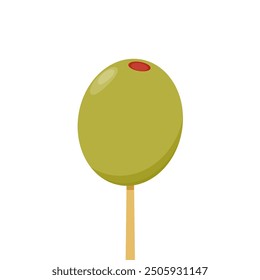 Pickled olives vector. stuffed olive skewer.