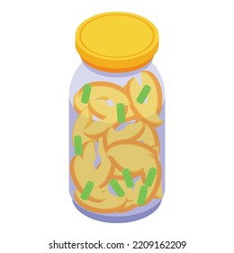 Pickled peach slices icon. Isometric of Pickled peach slices vector icon for web design isolated on white background