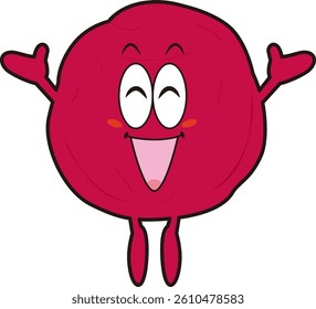 A pickled plum character jumping with joy