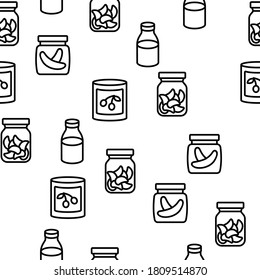 Pickled Product Food Vector Seamless Pattern Thin Line Illustration