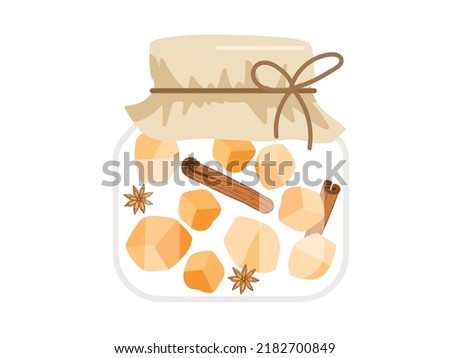 Pickled Pumpkin in glass jar hand drawn doodle sketch isolated. Jar preserved vegetables. Flat vector Food template for menu, sticker, logo, diet concept, farmers market. Farm vegetables for diet.