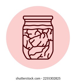 Pickled stew in a jar color line icon. Homemade canned food.