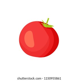 Pickled tomato icon closeup. Agricultural product red vegetable conservation. Healthy nutrient round shaped sour product with seeds isolated on vector