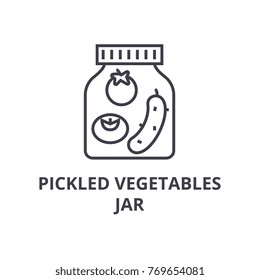 pickled vegetables jar line icon, outline sign, linear symbol, vector, flat illustration