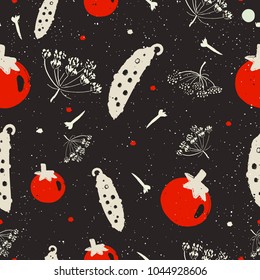 Pickled vegetables seamless [attern. Concept  for restaurant menu backdrop,  smoothies  bar, eco market.
