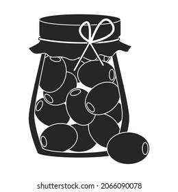 Pickled vegetables vector black icon. Vector illustration can of olives on white background. Isolated black illustration icon of pickled vegetables.