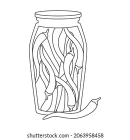 Pickled vegetables vector outline icon. Vector illustration can of chilli on white background. Isolated outline illustration icon of pickled vegetables.