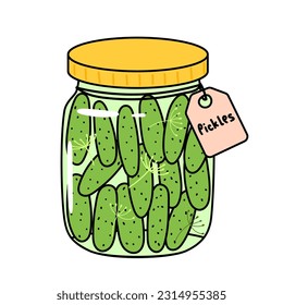 pickles. Canned vegetables. cucumbers in jars with spices. Illustration of products of preparations for the winter.