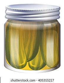 Pickles in clear jar illustration