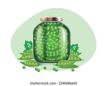 Pickles composition with isolated image of marinated vegetables in glass jars with ripe fruits vector illustration