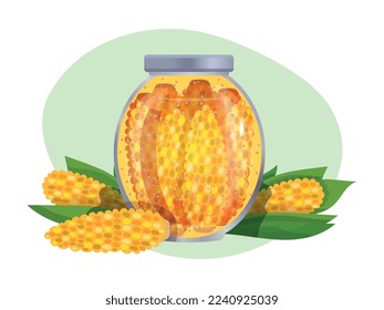 Pickles composition with isolated image of marinated vegetables in glass jars with ripe fruits vector illustration