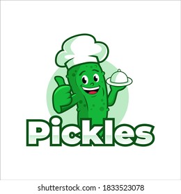 Pickles Mascot vector illustration for restaurant or cafe logo.