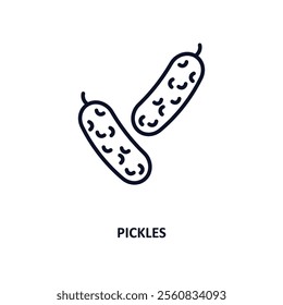 pickles outline icon.  Thin line icon from gastronomy collection. Editable vector isolated on white background