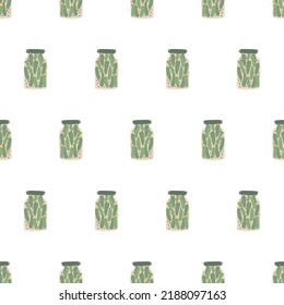 Pickles pattern. Seams in jars on a pattern for kitchen textiles, napkins, tablecloths.