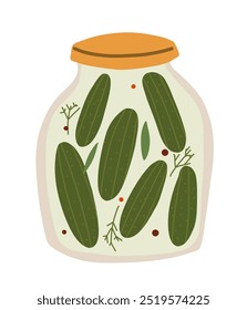 Pepinillos. preparación de alimentos para el winter.Ilustración vectorial aislada sobre fondo blanco.