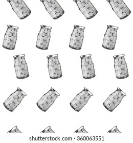 pickles set in jars. Pattern of pickled realistic mushrooms. Vector illustration.