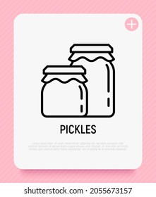 Pickles thin line icon. Modern vector illustration of jars.