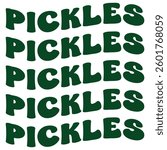  Pickles Typography T-shirt Design Vector, Pickled Food cucumber illustration, Pickle gherkin Clipart