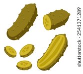 Pickles vector set isolated on a white background.
