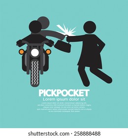 Pickpocket On Motorcycle With The Victim Vector Illustration 
