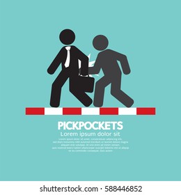 Pickpocketer Steal Things From Bag Of Businessman On Street Black Symbol Vector Illustration