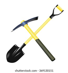  Picks and shovels. Colored vector illustration.