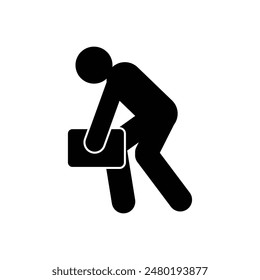 picktogram icon of person lifting an object illustration design