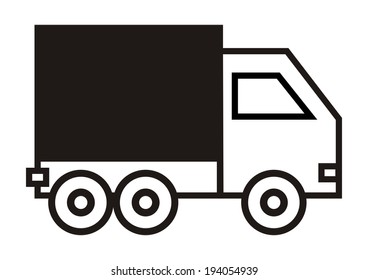 pickup, black silhouette, vector icon