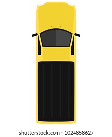 Pickup car from above, top view. Cute cartoon car with shadows. Modern urban civilian vehicle. One of the collection or set. Simple icon or logo. Realistic design. Flat style vector illustration.