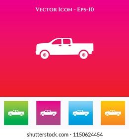 Pickup Car Icon in Colored Square box. eps-10