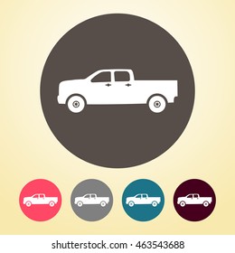 Pickup Car Icon in round shape.